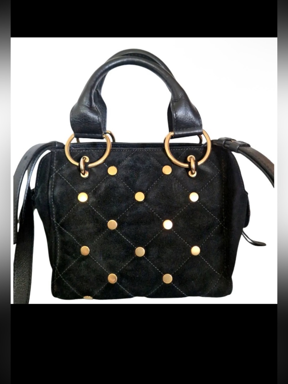 See By Chloe Small Paige Black suede and gold hardware crossbody Satchel - Picture 3 of 12
